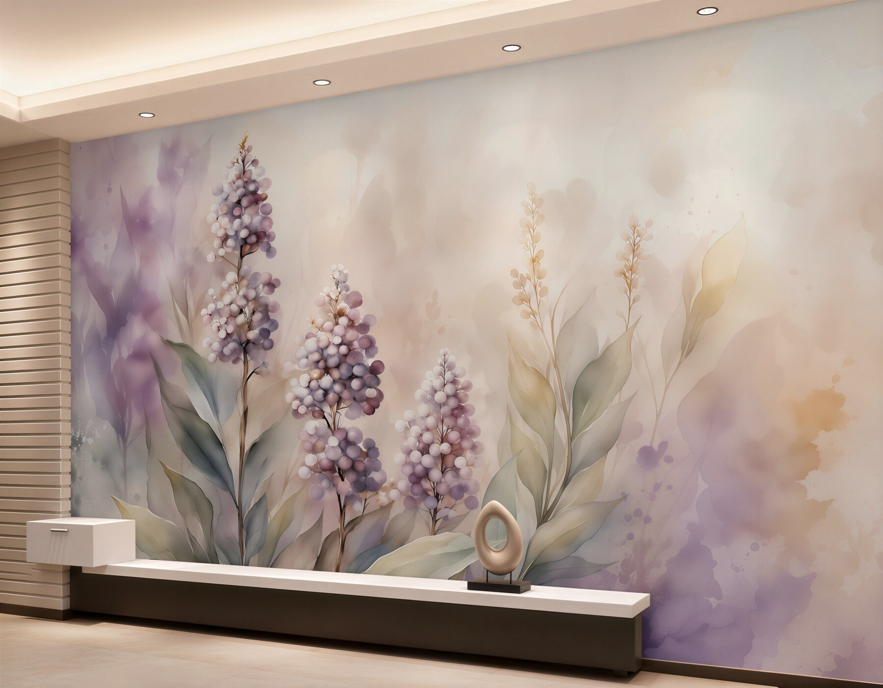 Fotobehang aquarel bloemen van seringen