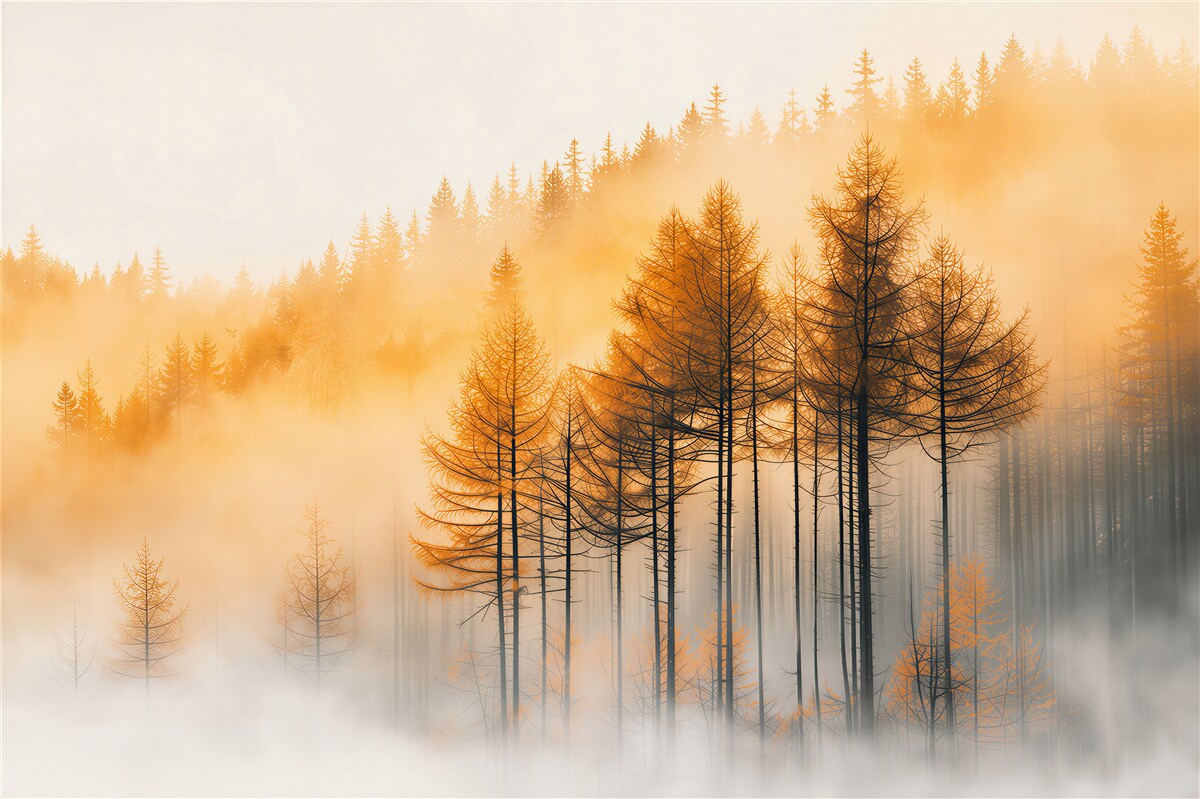Fotobehang bos in de mist