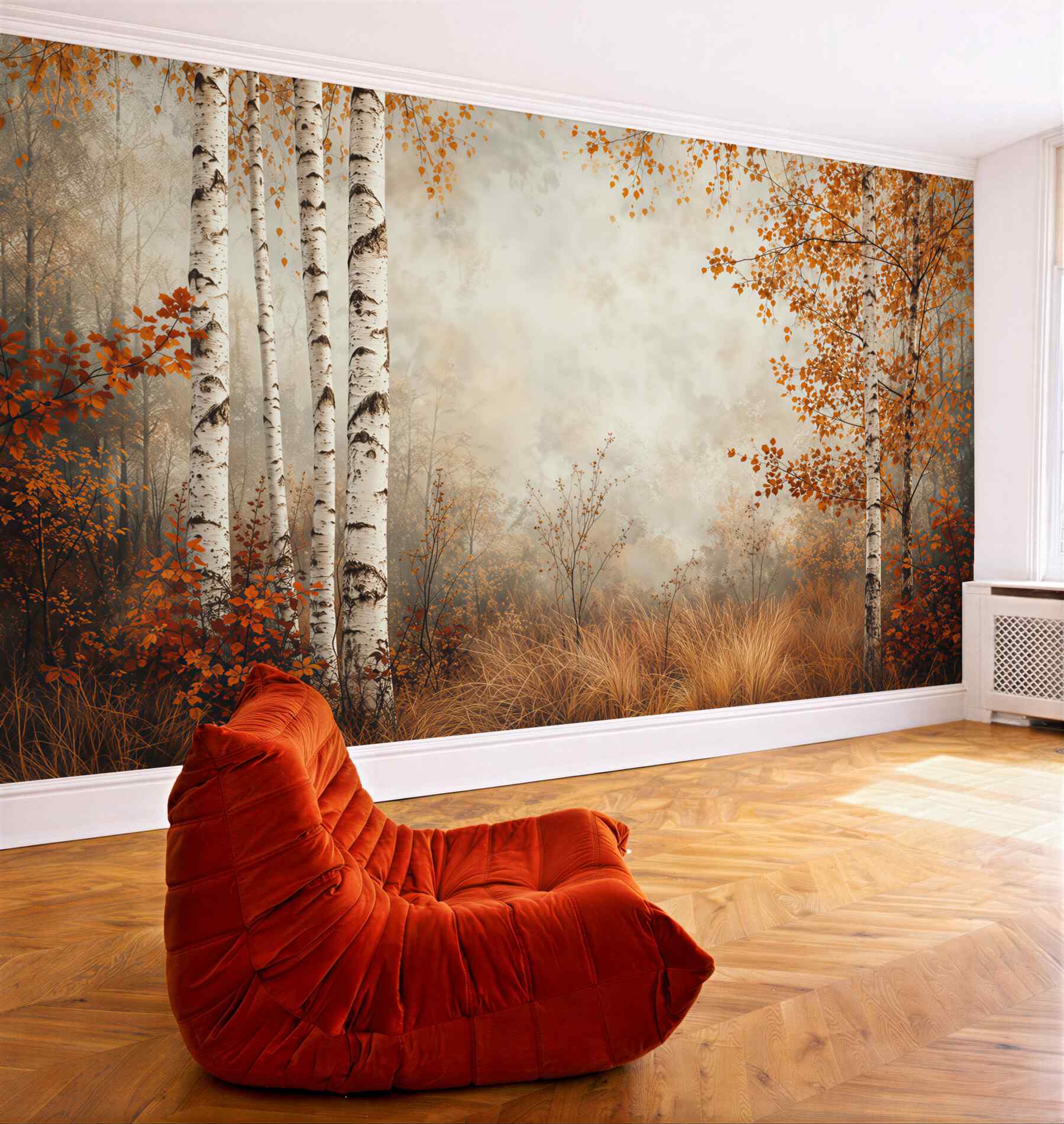 Fotobehang berkenbos in de herfst