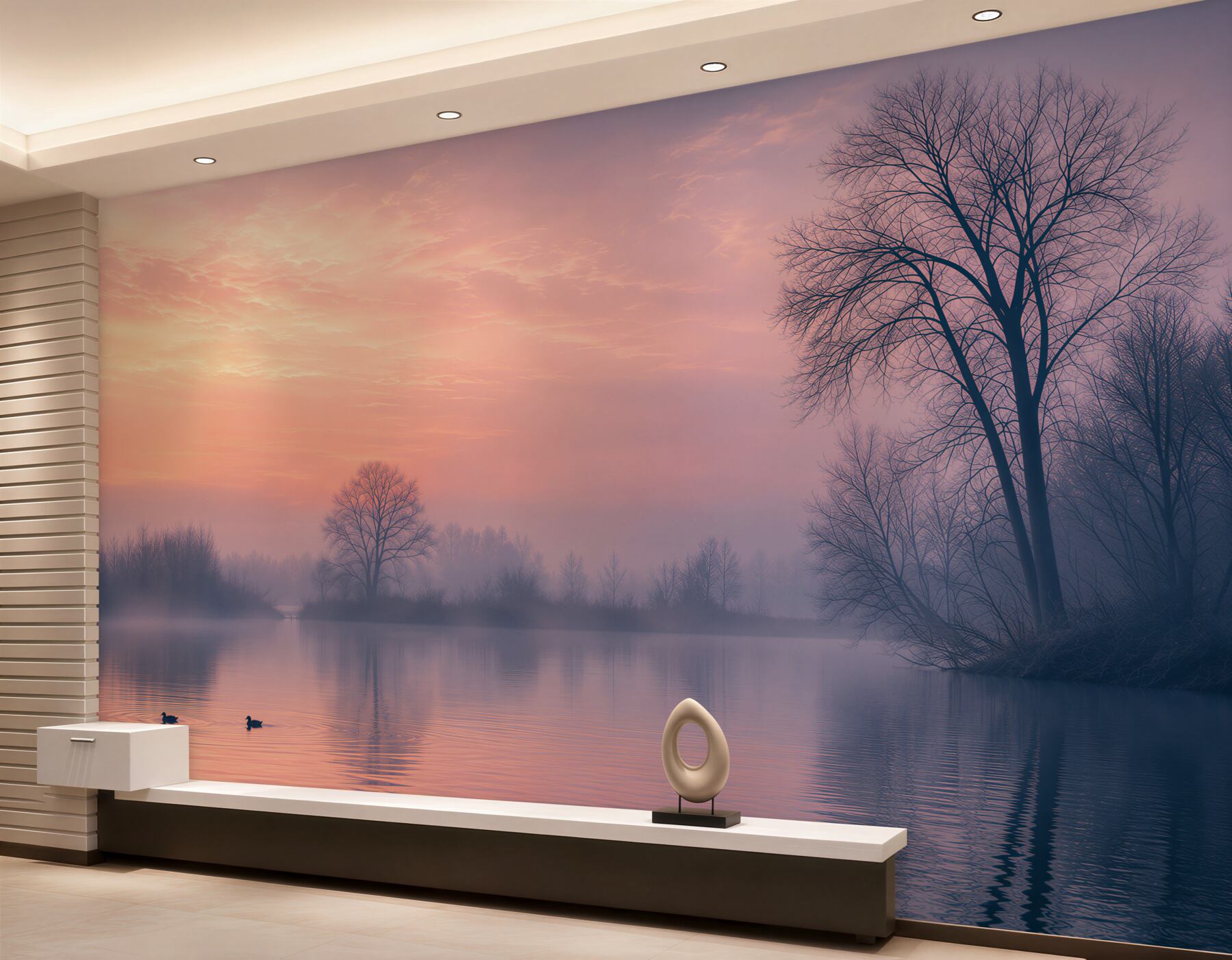 Fotobehang zonsondergang boven het meer