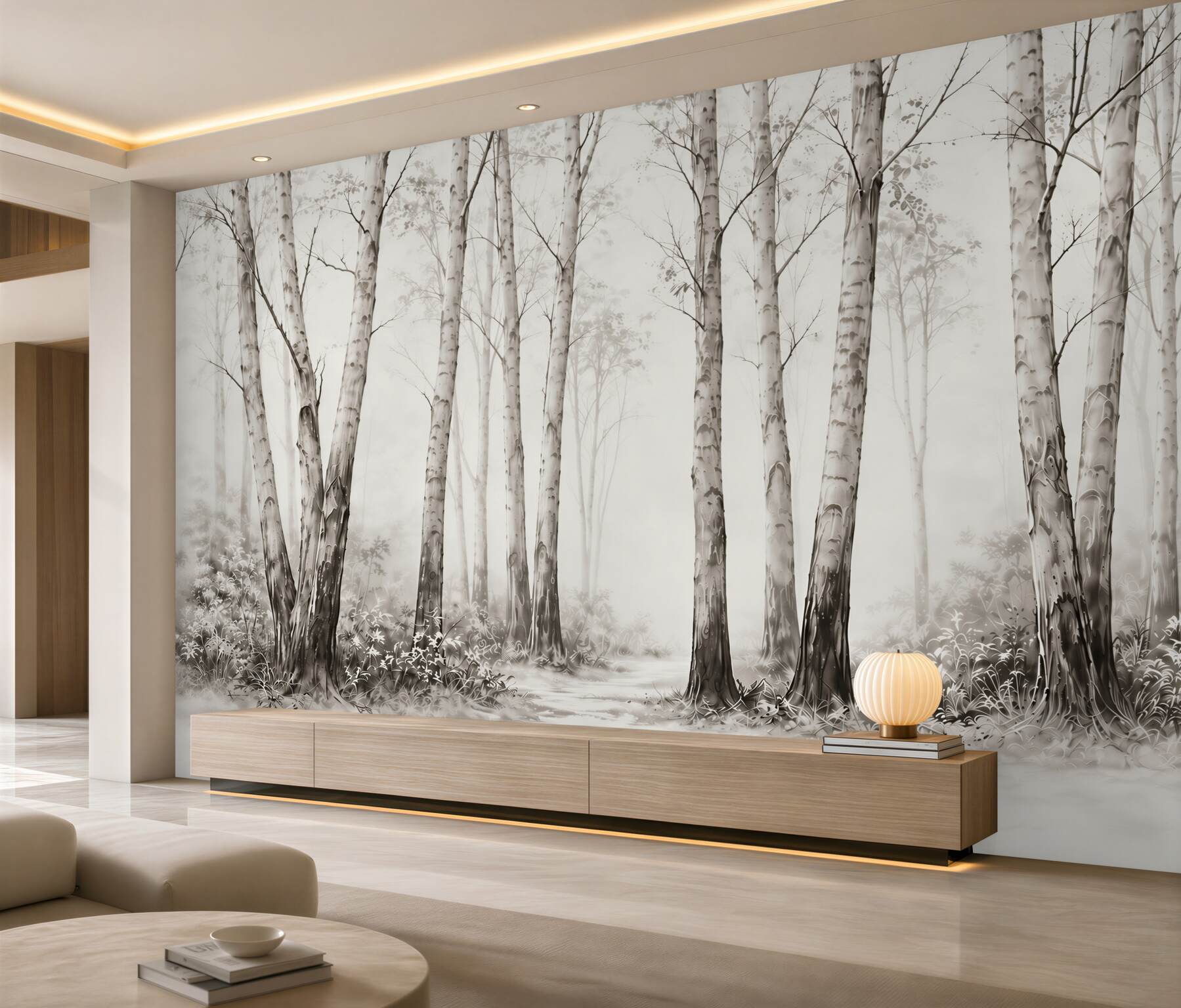 Fotobehang berken in het bos