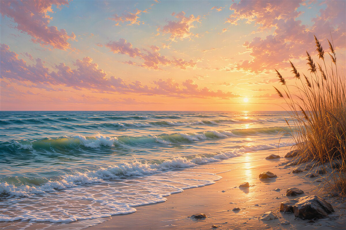 Fotobehang zonsondergang boven de zee