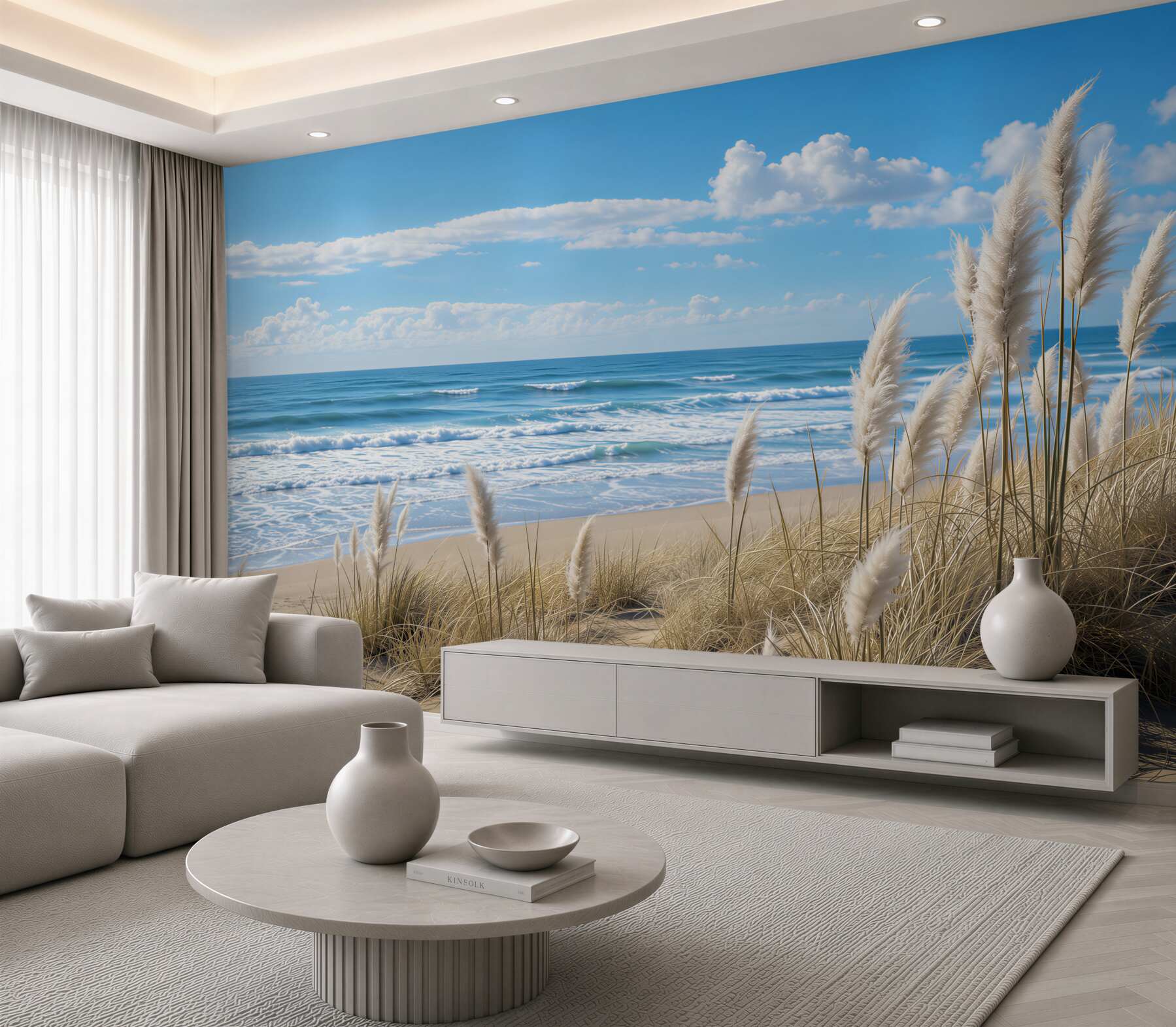 Fotobehang strand met gras