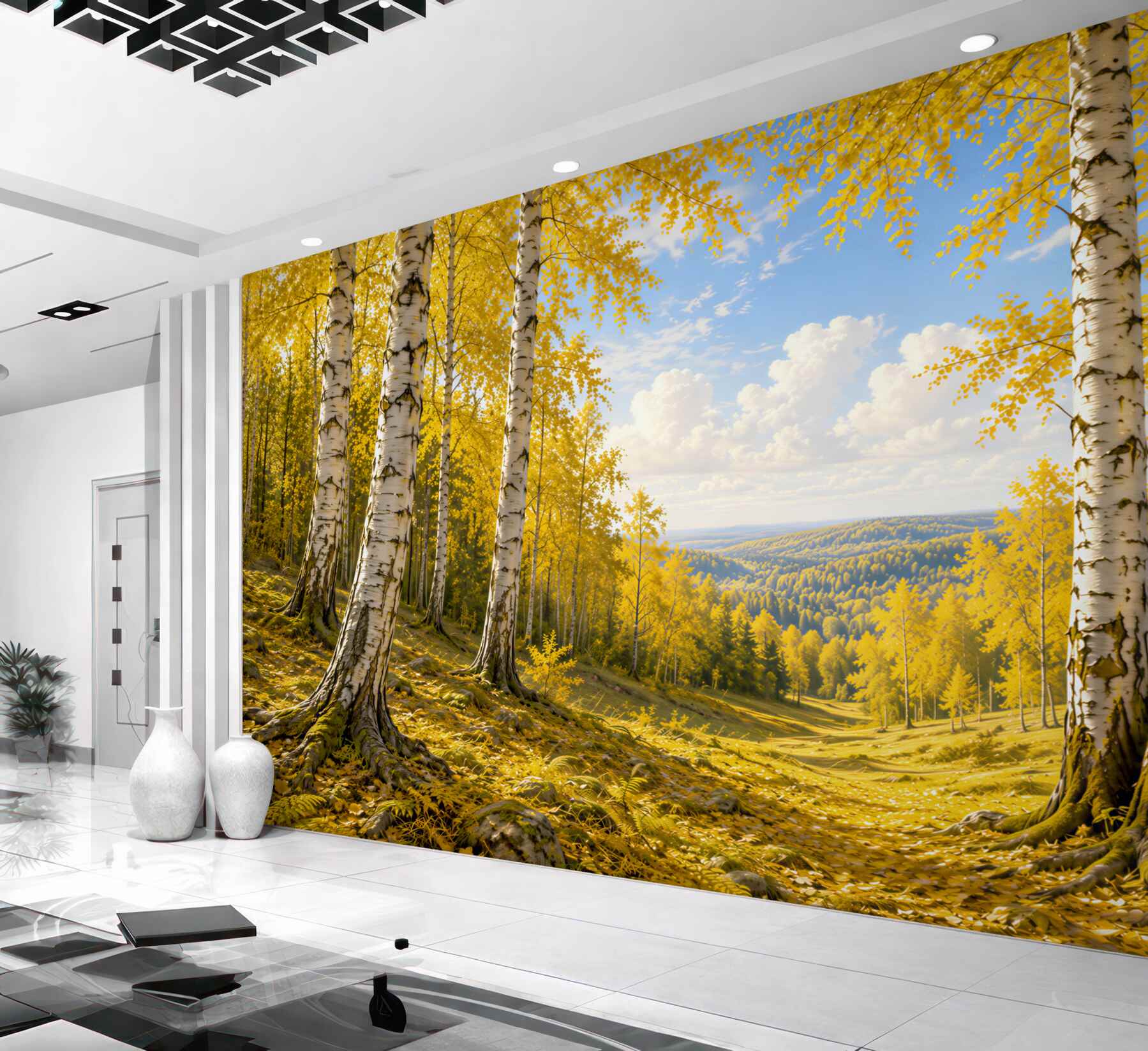 Fotobehang berkenbos in de lente