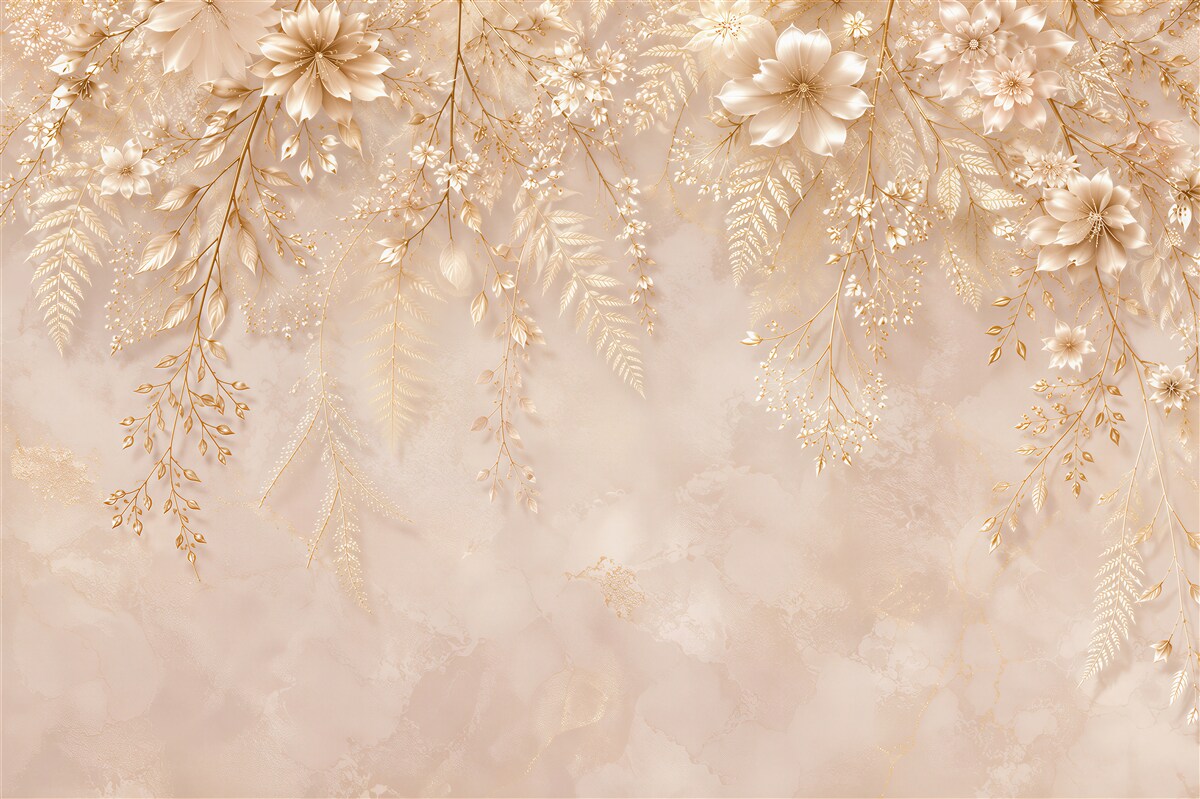 Fotobehang gouden bloemen