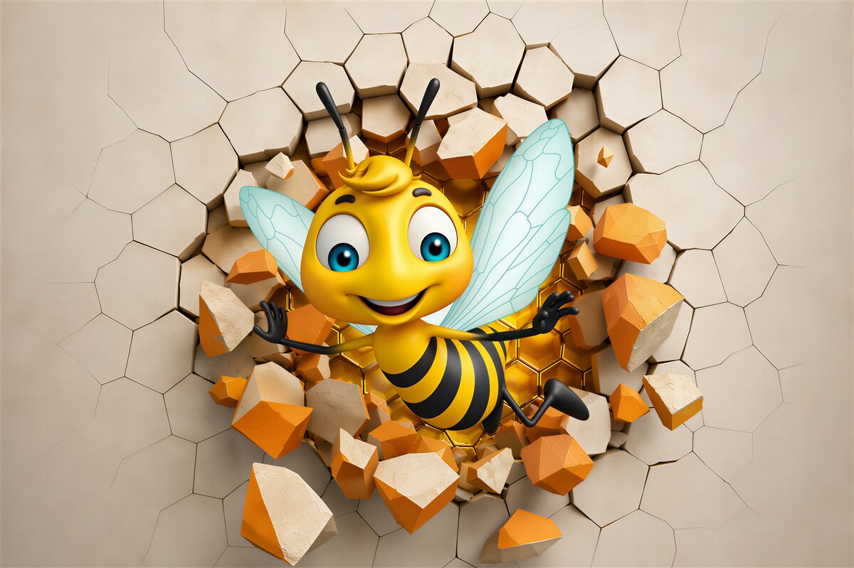 Fotobehang blije bij 3D