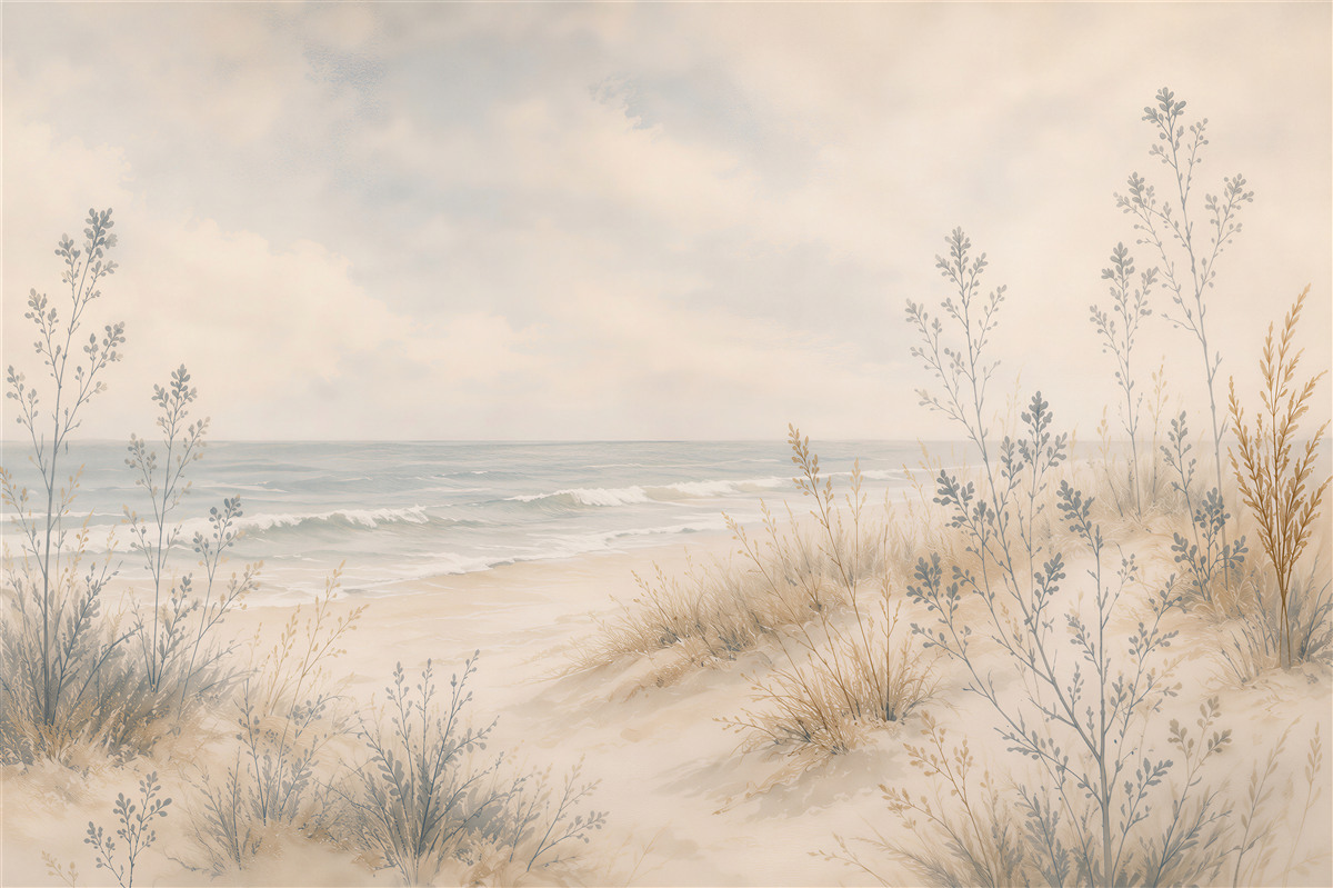 Fotobehang strand met gras