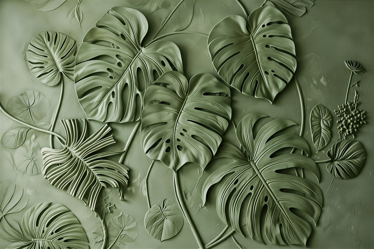 Fotobehang groene bladeren van monstera