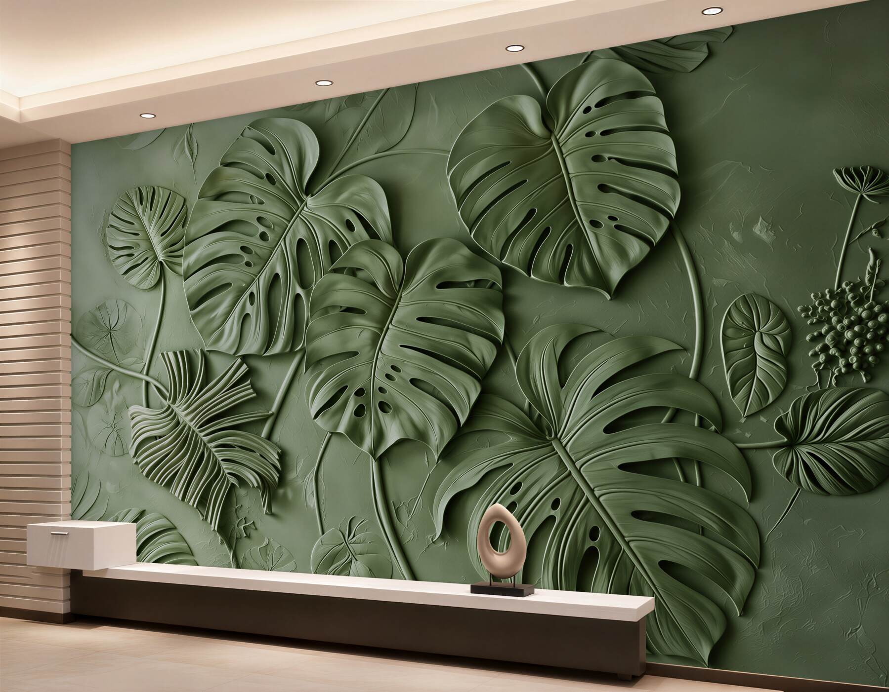 Fotobehang groene bladeren van monstera