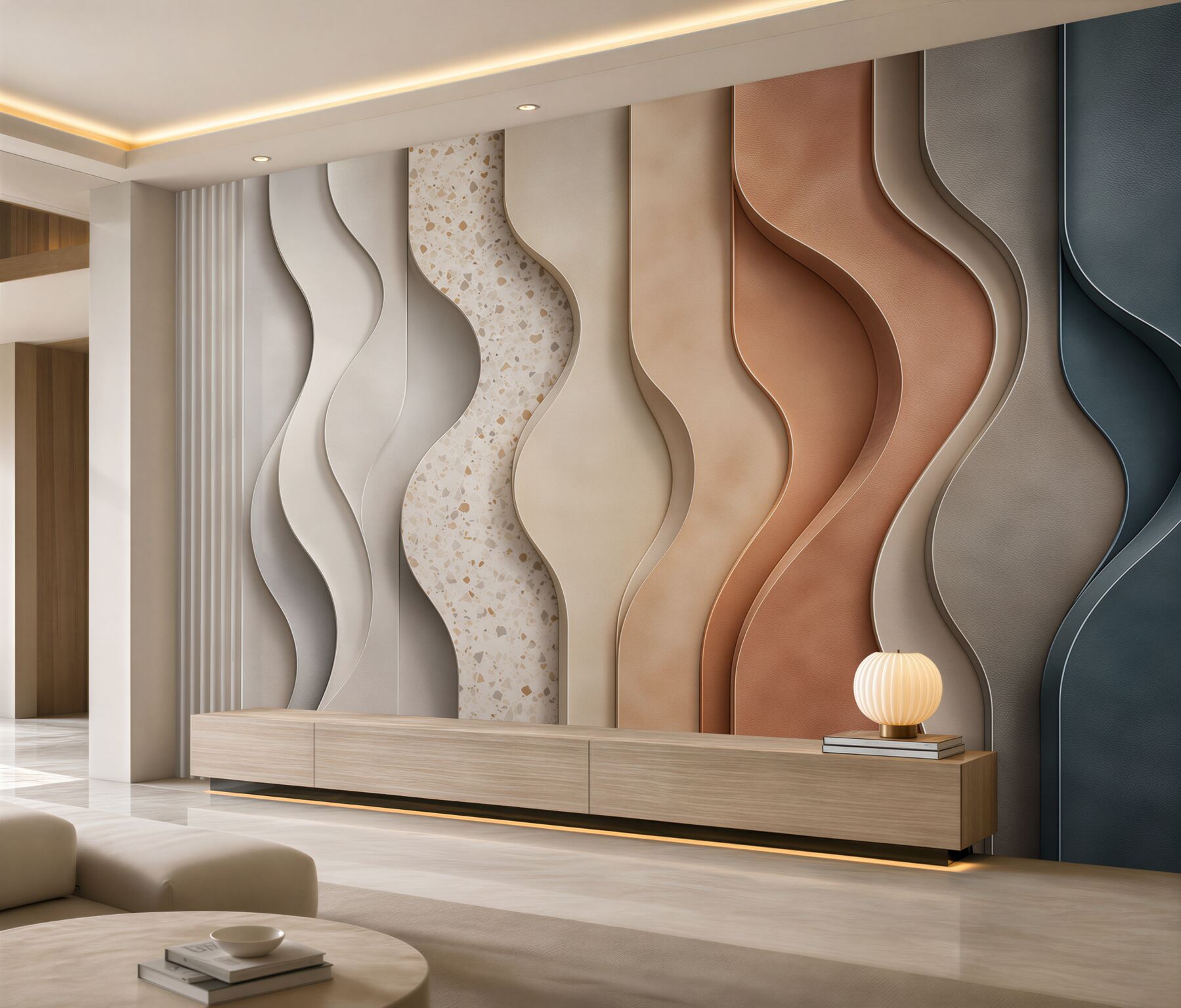 Fotobehang golvende lijnen 3D
