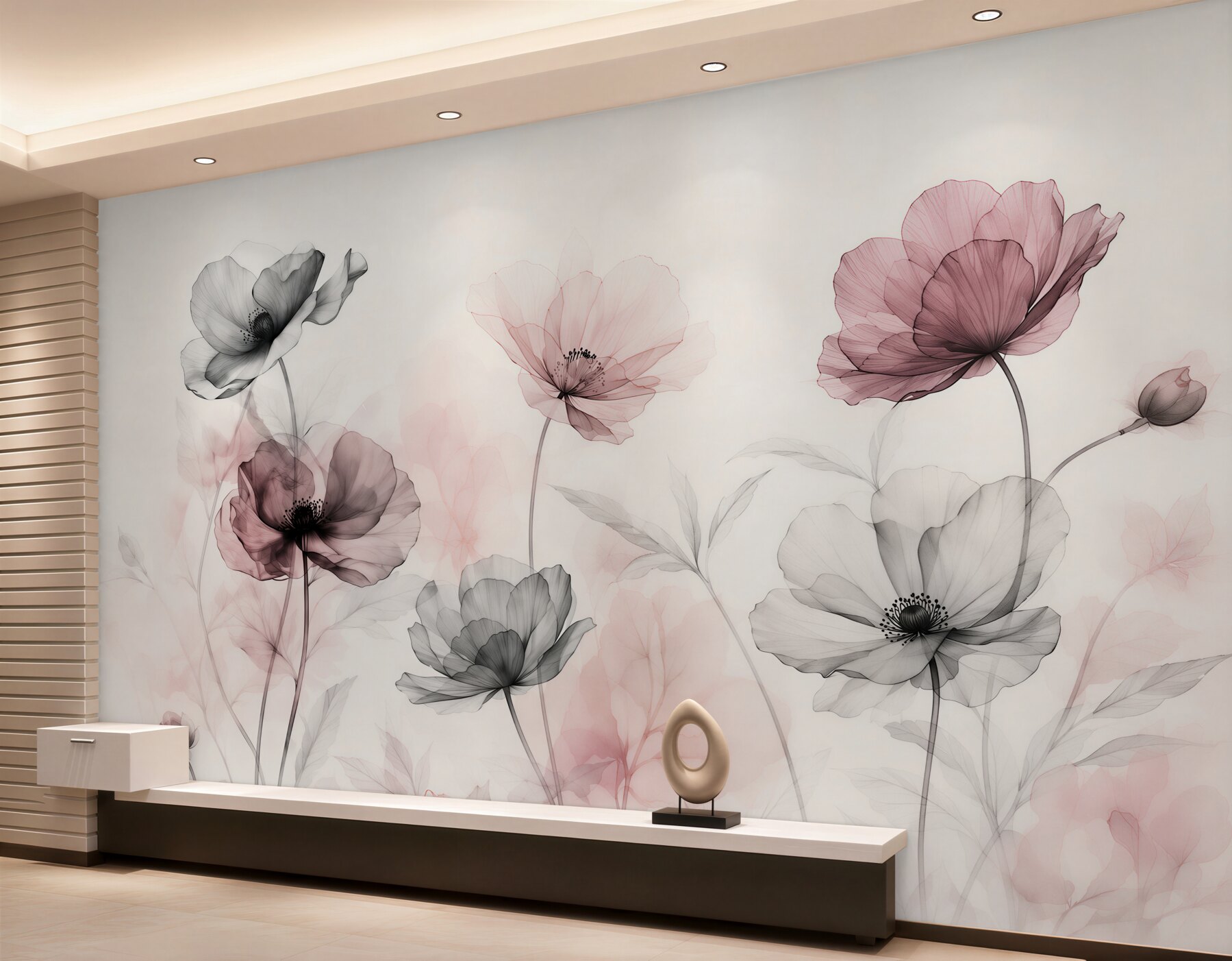 Fotobehang aquarelle van klaprozen