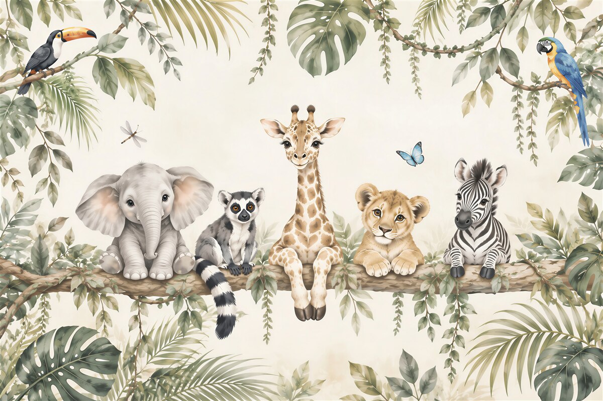 Fotobehang tropische dieren voor kinderen