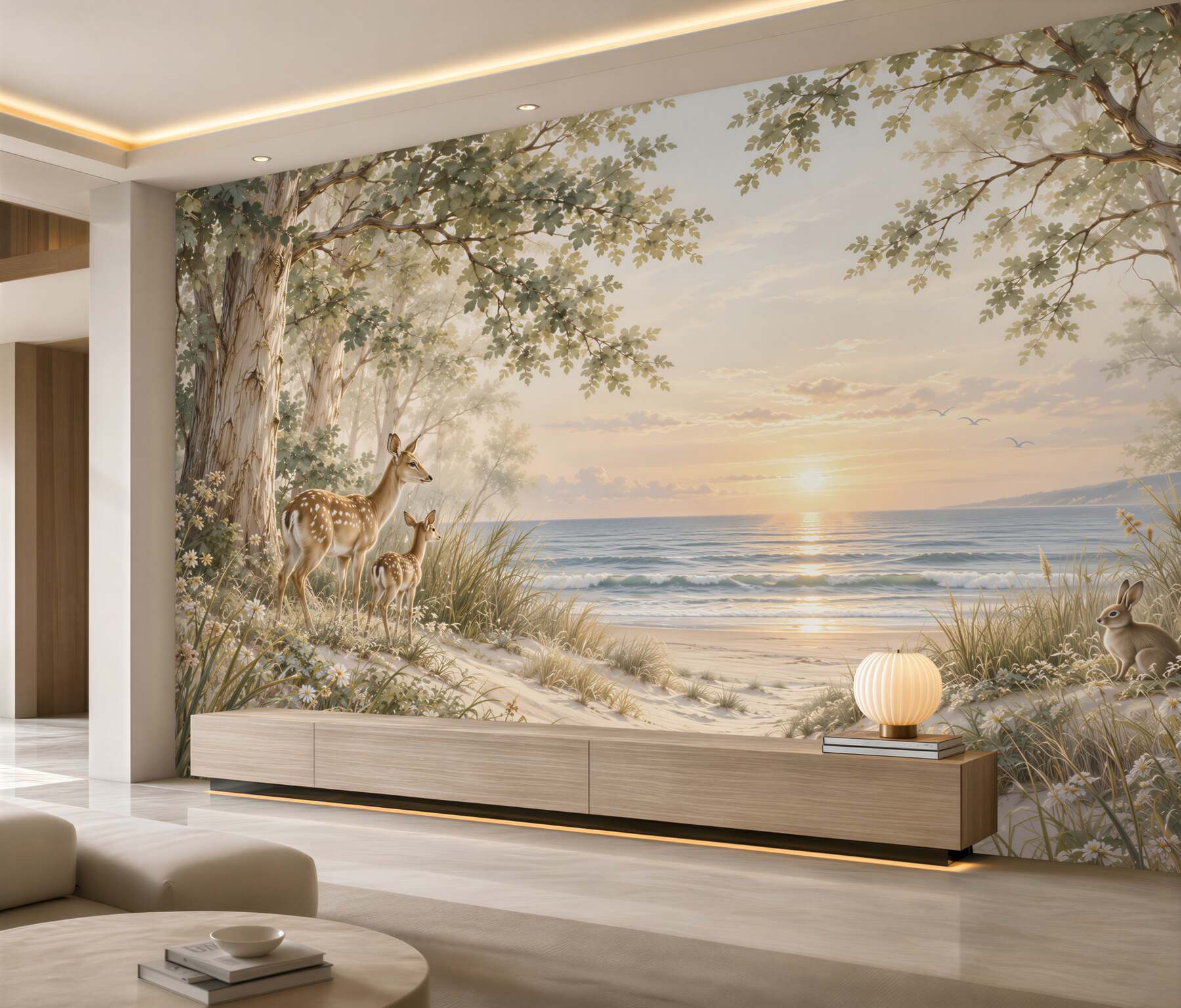 Fotobehang herten aan zee