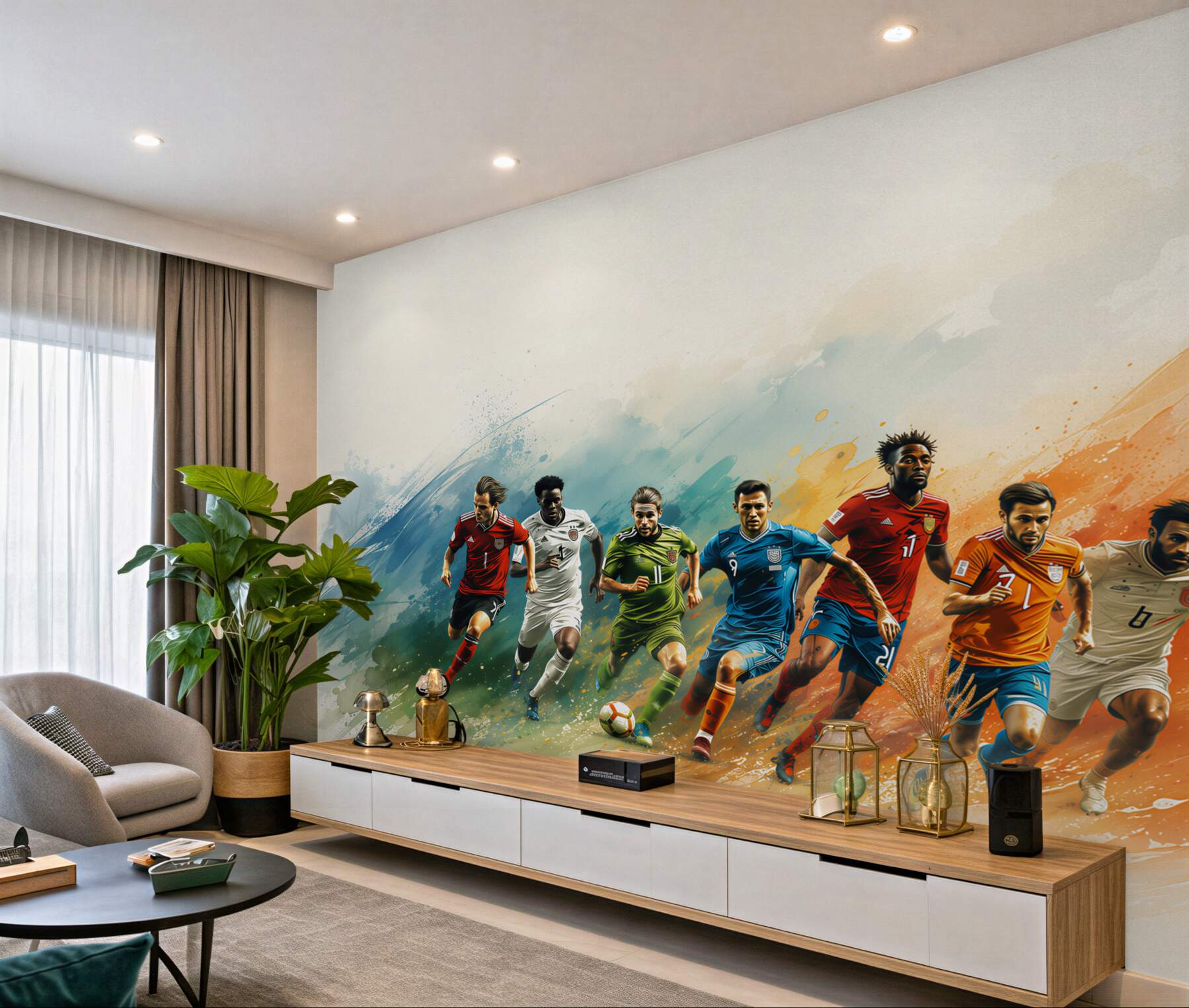 Fotobehang voetballers in actie