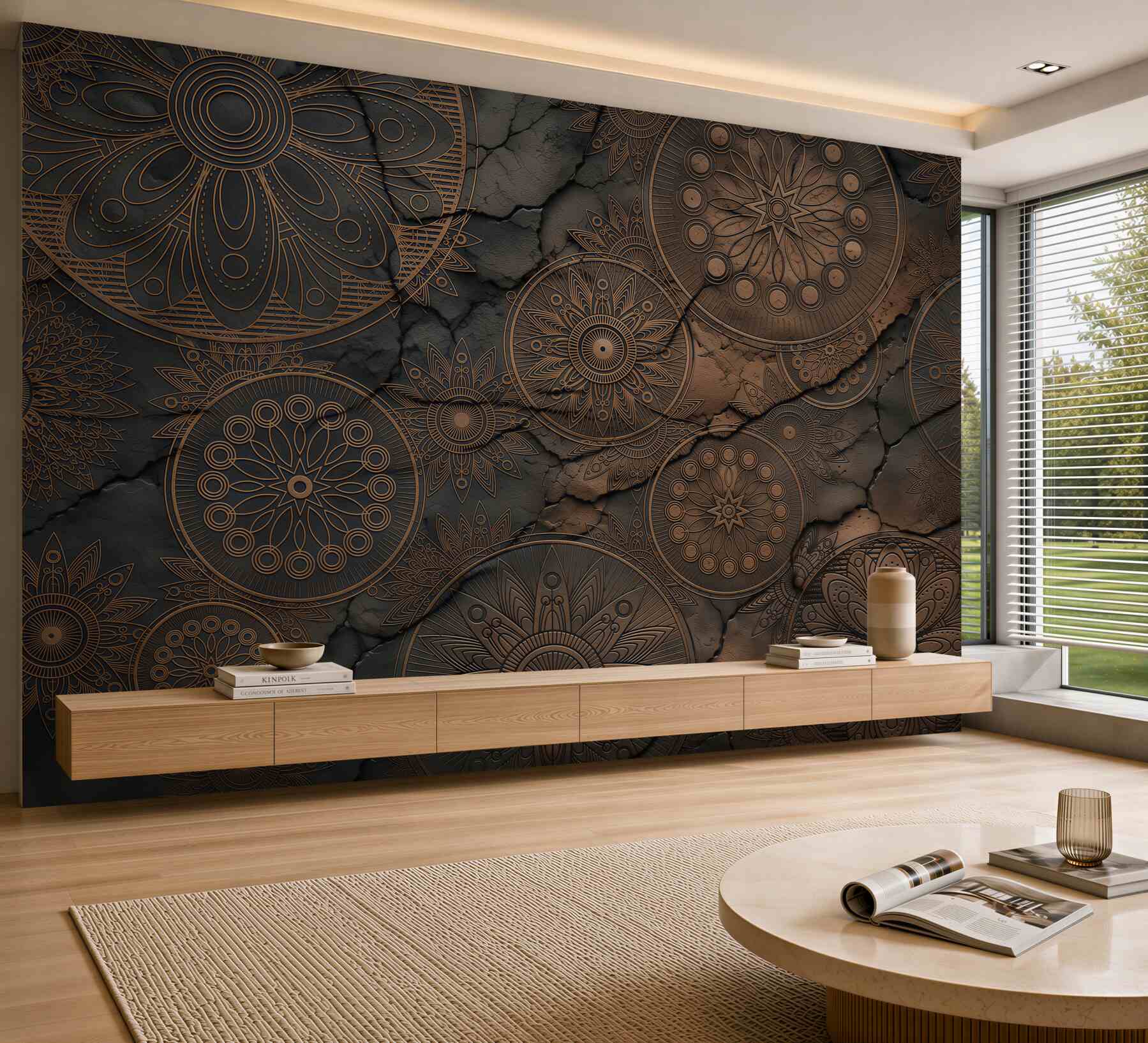 Fotobehang geometrische patronen op steen