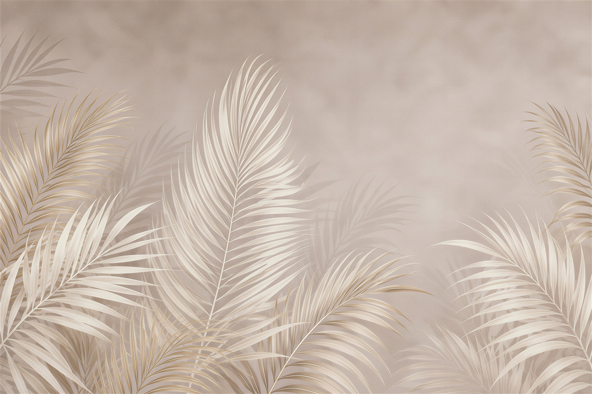Fotobehang gouden palmbladeren