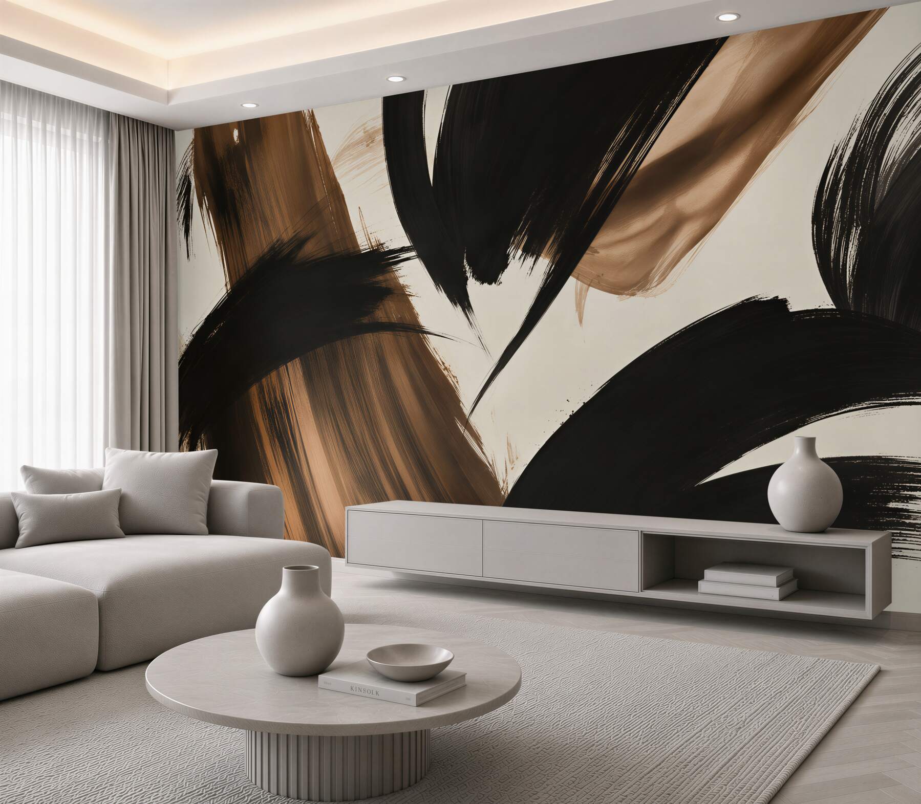 Fotobehang zwart-bruin abstract