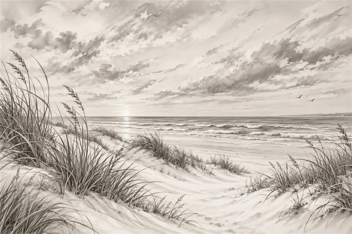 Fotobehang strand met duinen